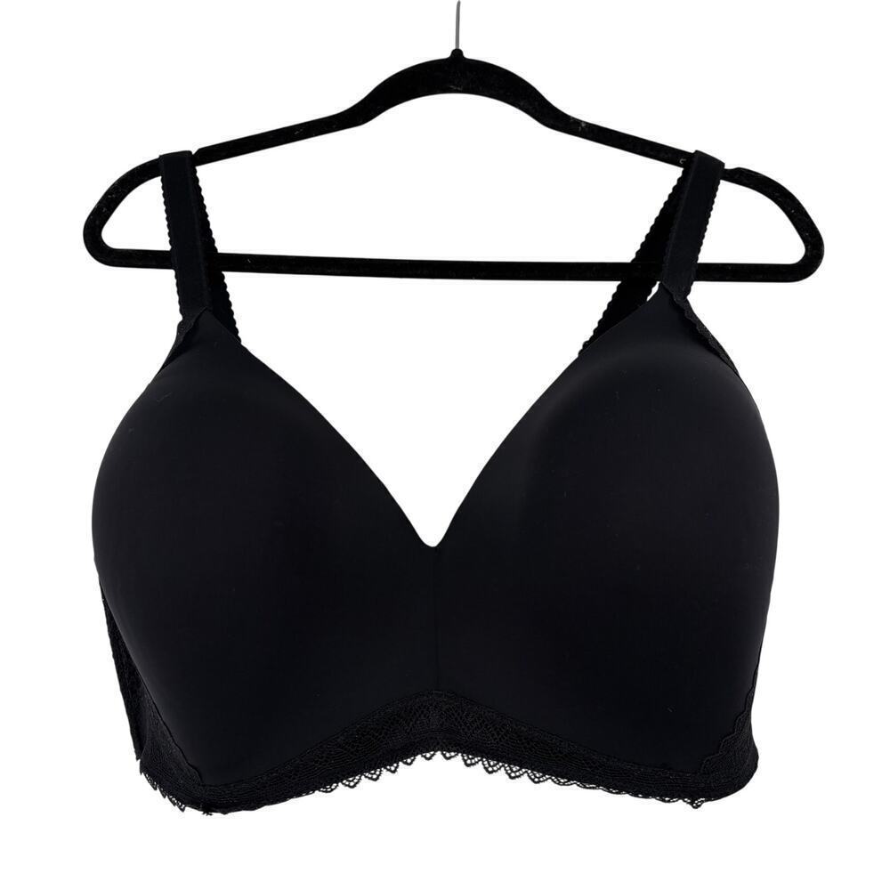Bare Necessities Wire Free T-Shirt Bra Size 38G Black Lace Smoothing